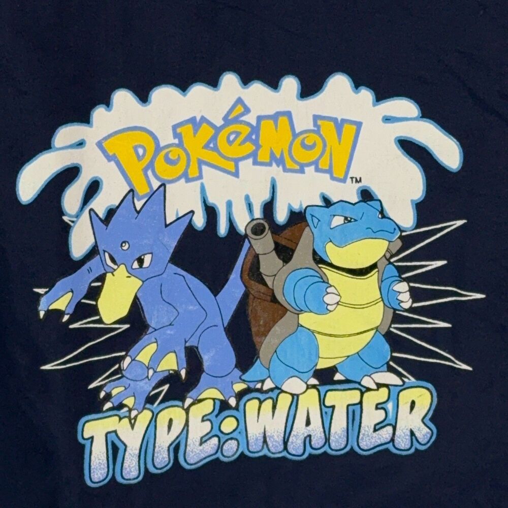 Pokémon Swim Trunks Boys Large 14-16 Blue Blastoise Golduck Water Type Sears VTG - Picture 2 of 12